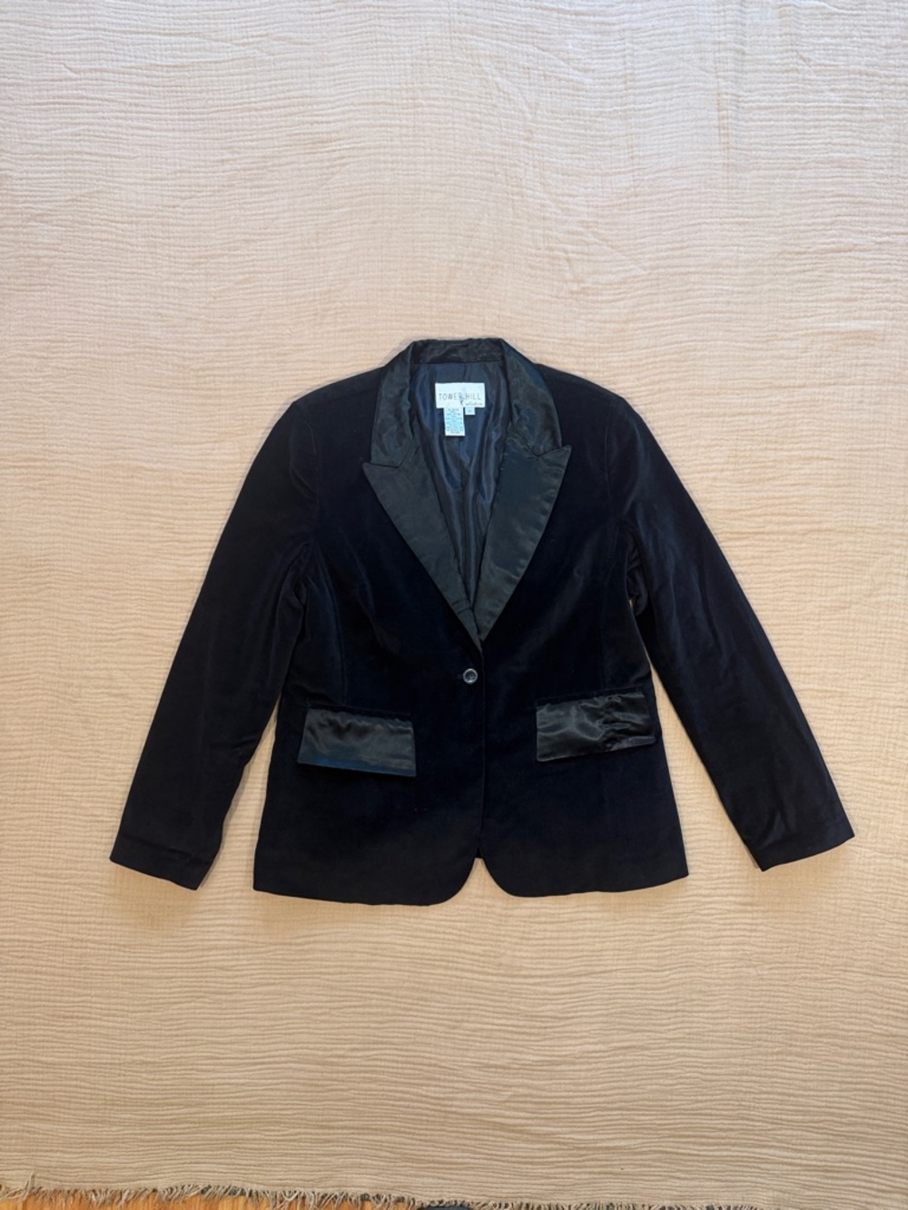 Tower Hill Collection Vintage Black Velvet Blazer with Satin Trim Size 14